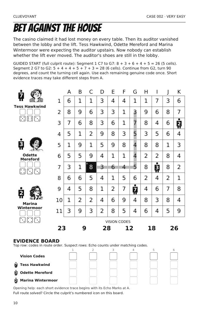 Bet Against the House sample puzzle page