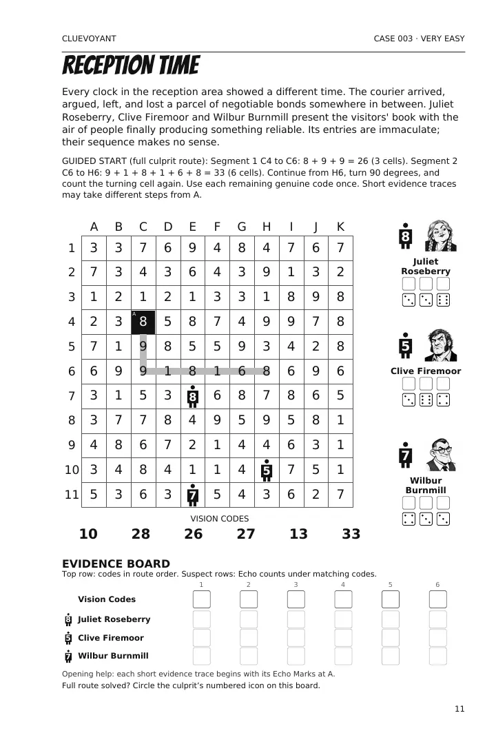 Reception Time sample puzzle page