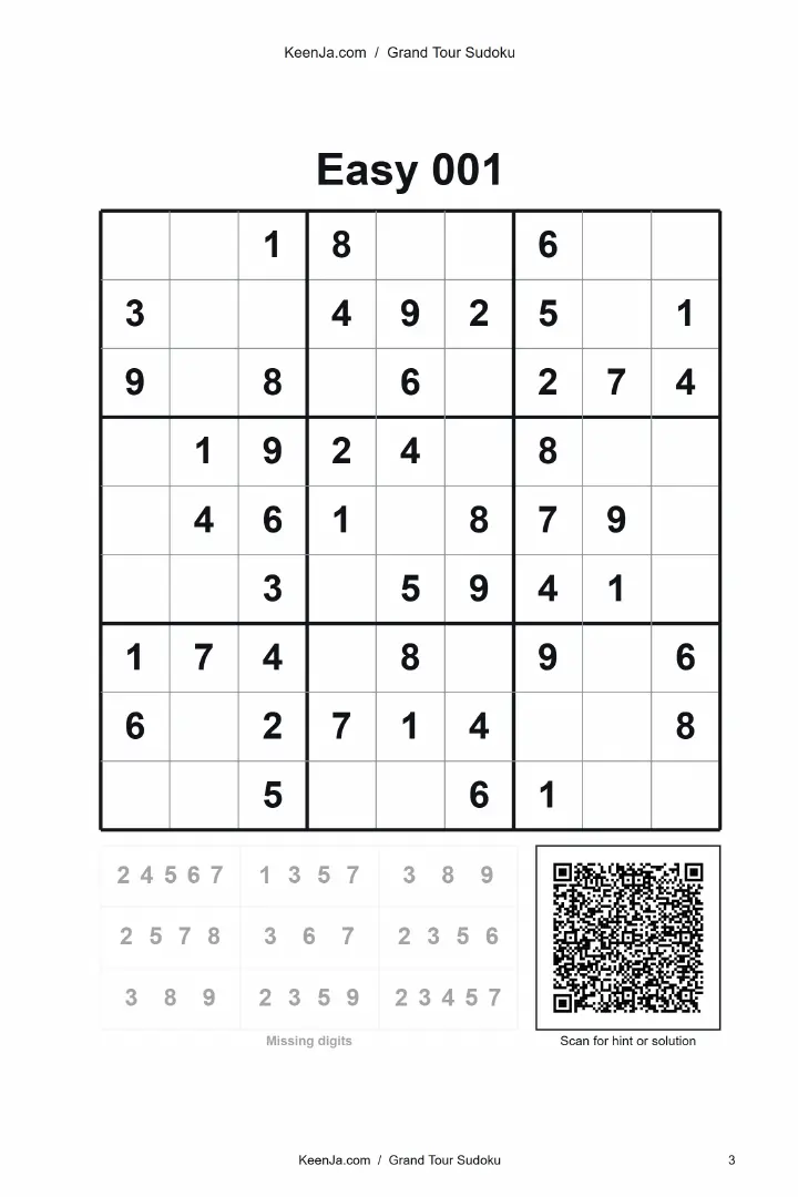 Easy 001 sample puzzle page