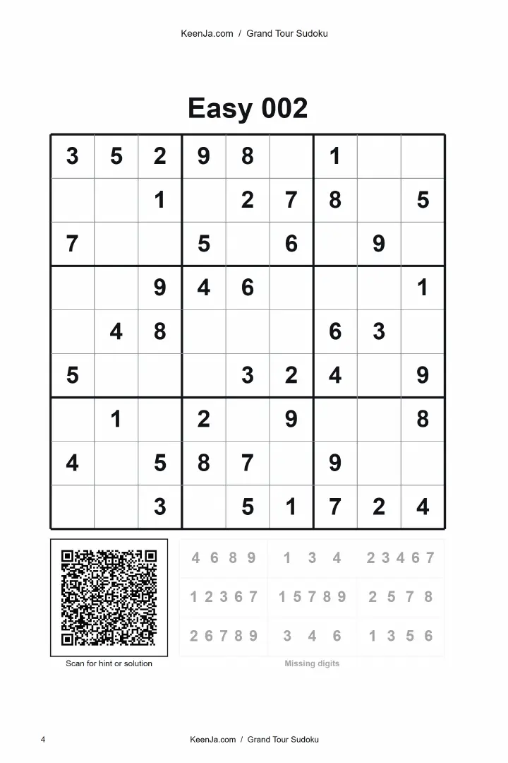 Easy 002 sample puzzle page