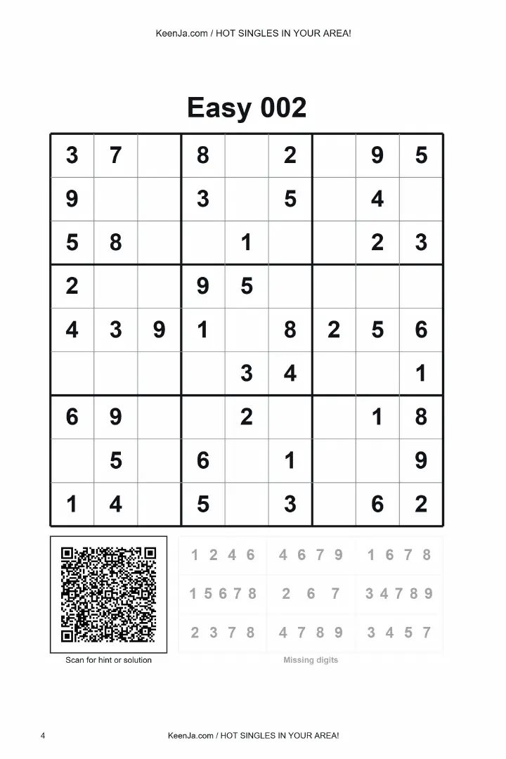 Easy 002 sample puzzle page