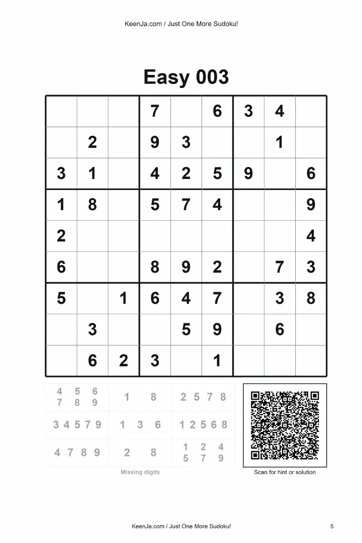 Easy 003 sample puzzle page